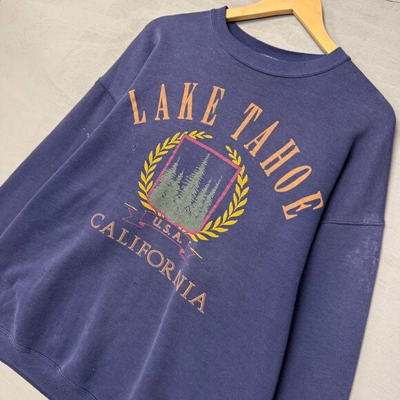 Vintage Lake Tahoe California 90s Beautifully Faded and Distressed Sweatshirt XL - Picture 3 of 7